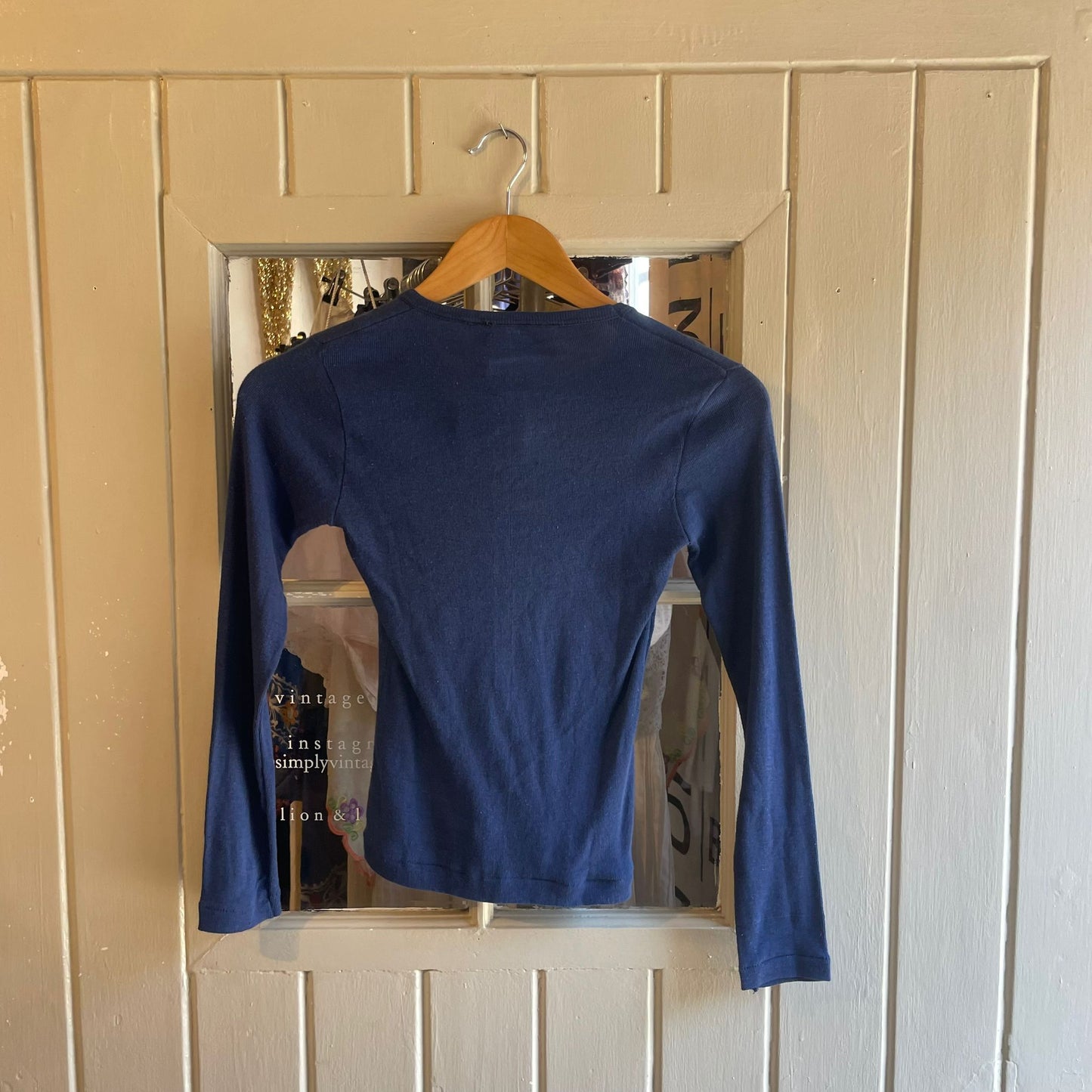 Vintage 70s/80s Navy Cotton Blank Long Sleeve Top