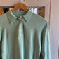 1960s Mint Green Wool Knitted Collared Button Polo Shirt Cardigan