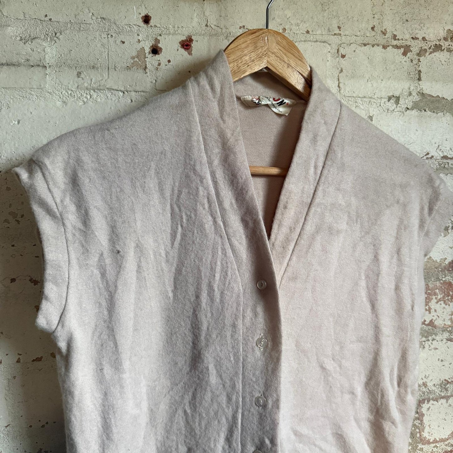 1950s Beige Knitted british button Top