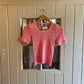 1970s Pink Striped Knitted T-Shirt Top