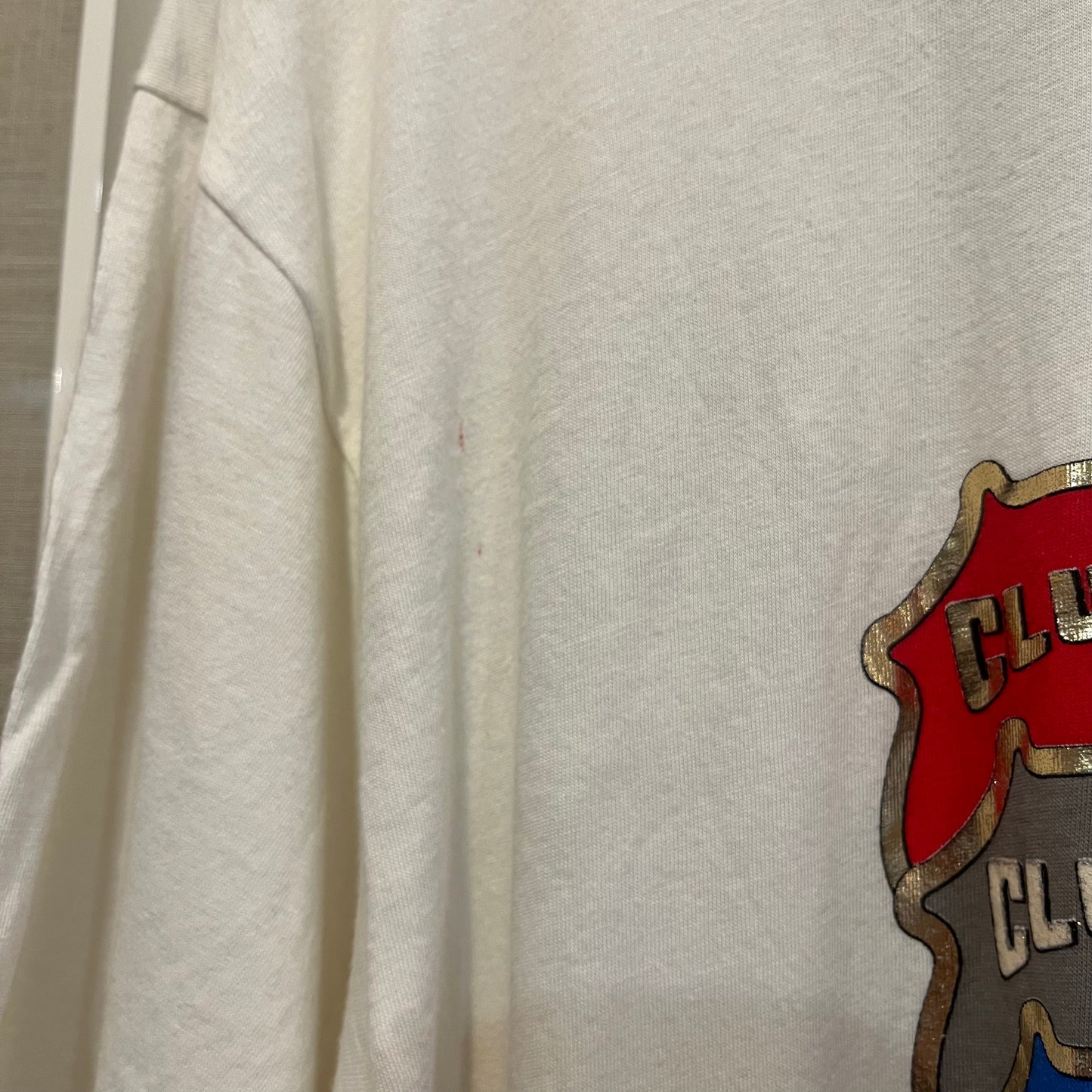1990s White Print Polo Shirt