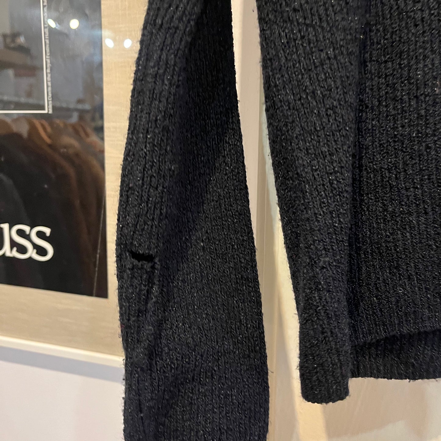 1970s Black Button Up Knitted Cardigan Jumper