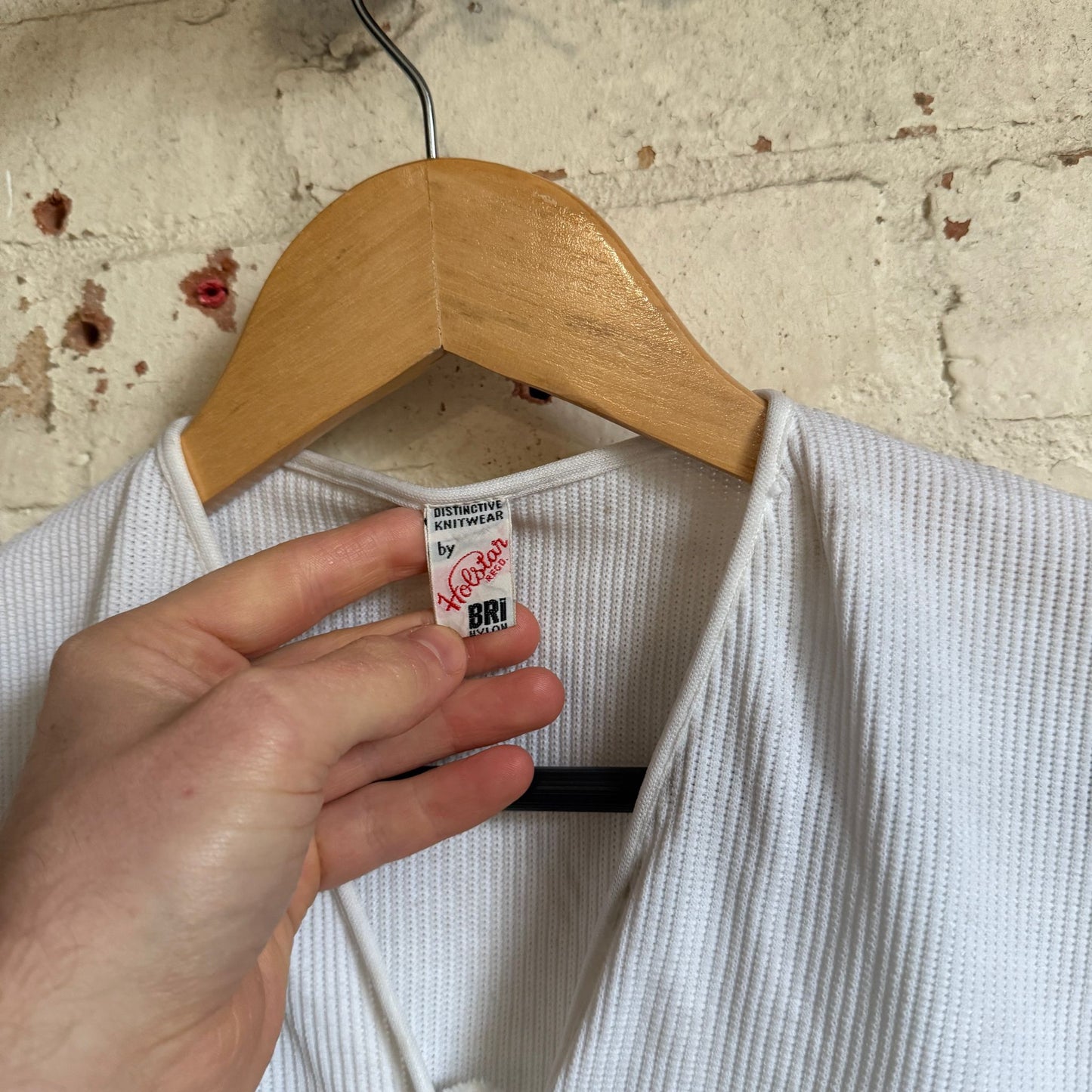 1970s White Knitted Vest T-Shirt Top