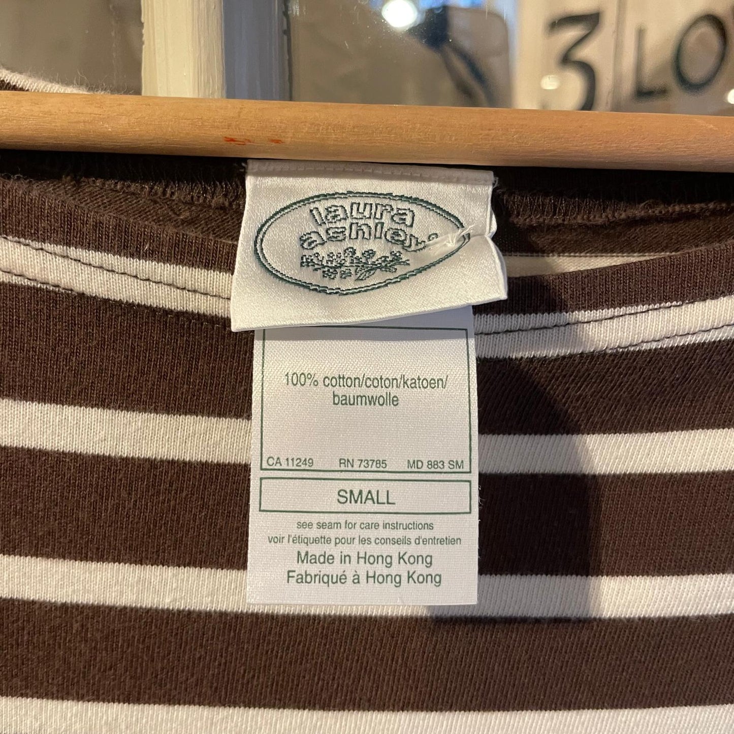 1990s Brown Striped Laura Ashley Cotton Dress