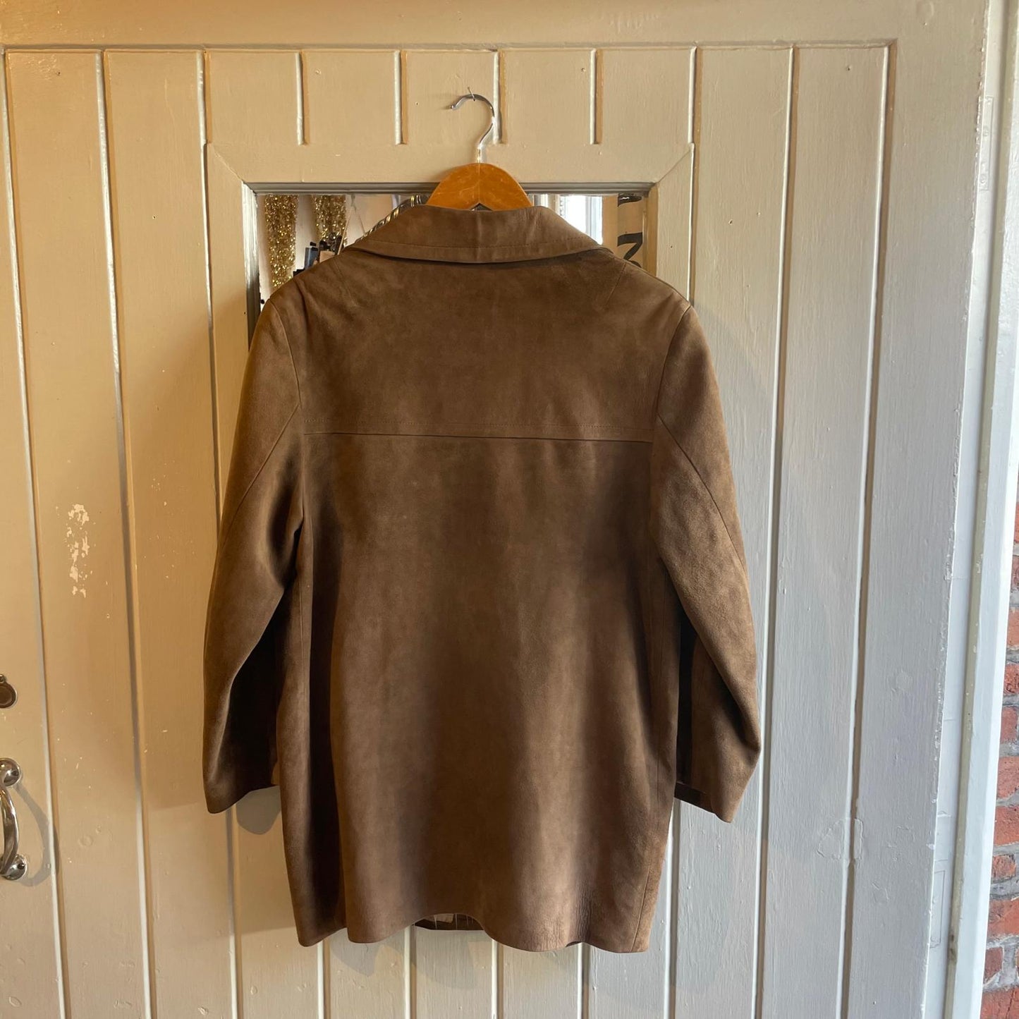 1960s Brown Suede Leather Mid Coat Jacket