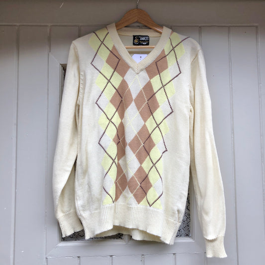 1970s Golf Argyle Knitted Jumper