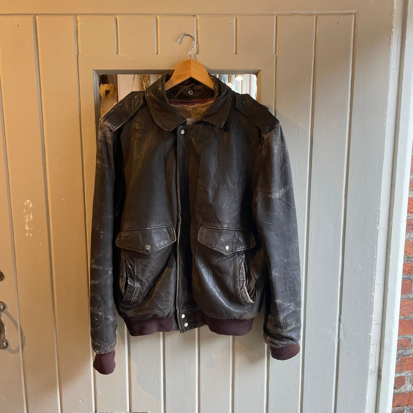 1970s Dark Brown Leather Sheepskin Lined Flight Bomber Jacket