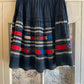 1970s Dark Navy Patterned Skirt
