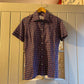 1970s Blue and Red Checkered Button  Shirt