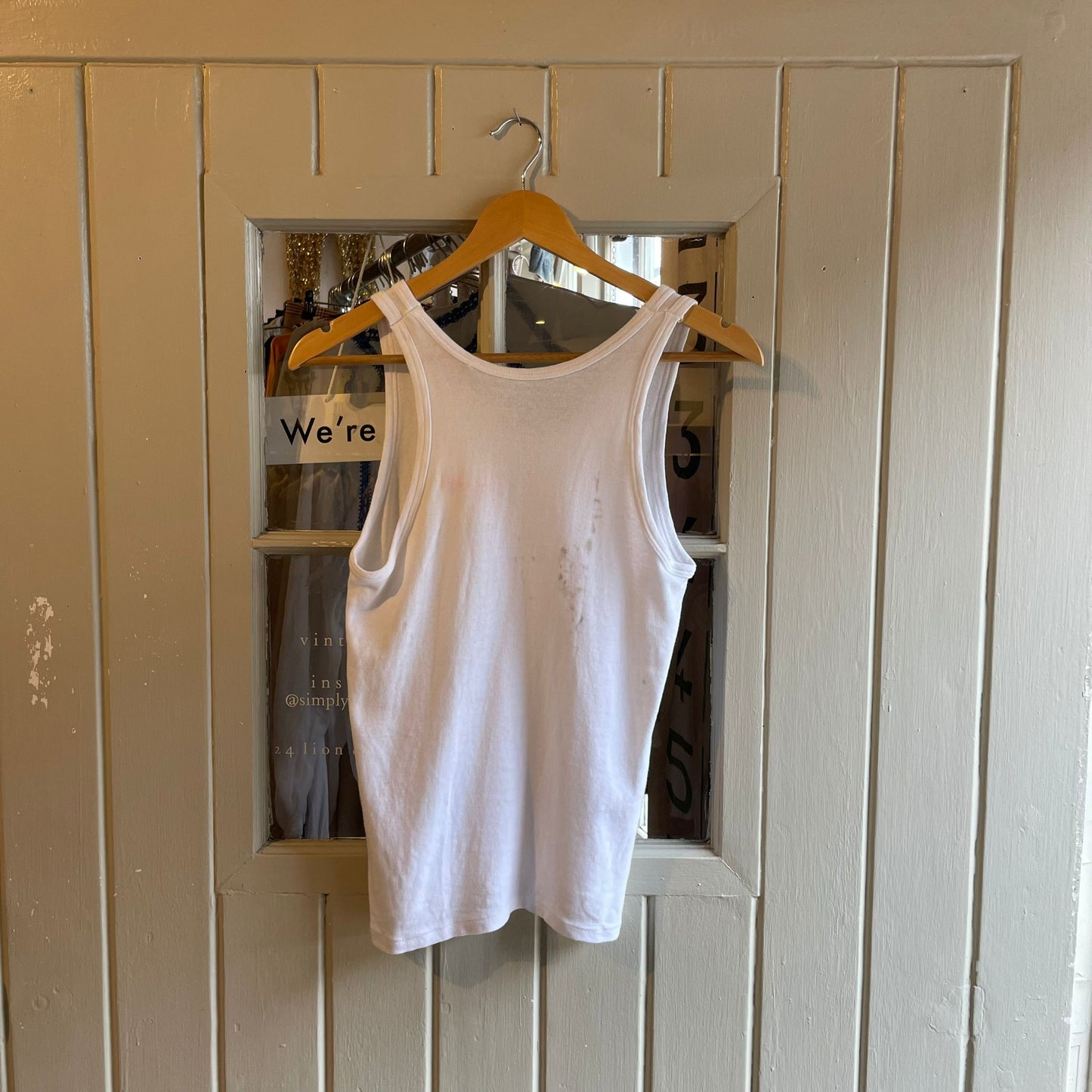 1960s White Cotton Vest Top