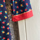 1970s Navy Floral Print Bell Sleeve Blouse
