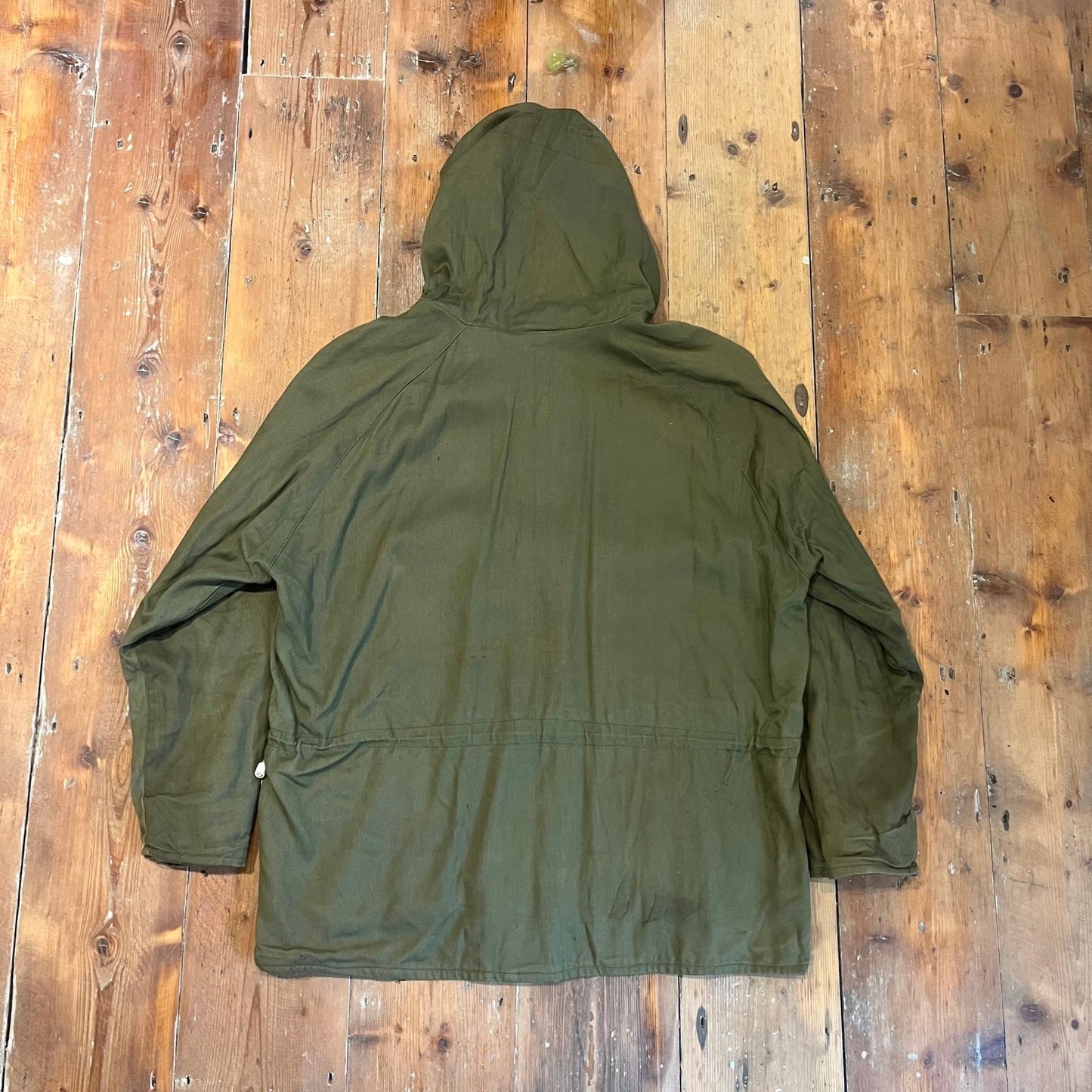 1960s Khaki Green British Cotton Pullover Smock Jacket Coat