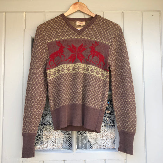 1940s Brown Winter Knit Jumper