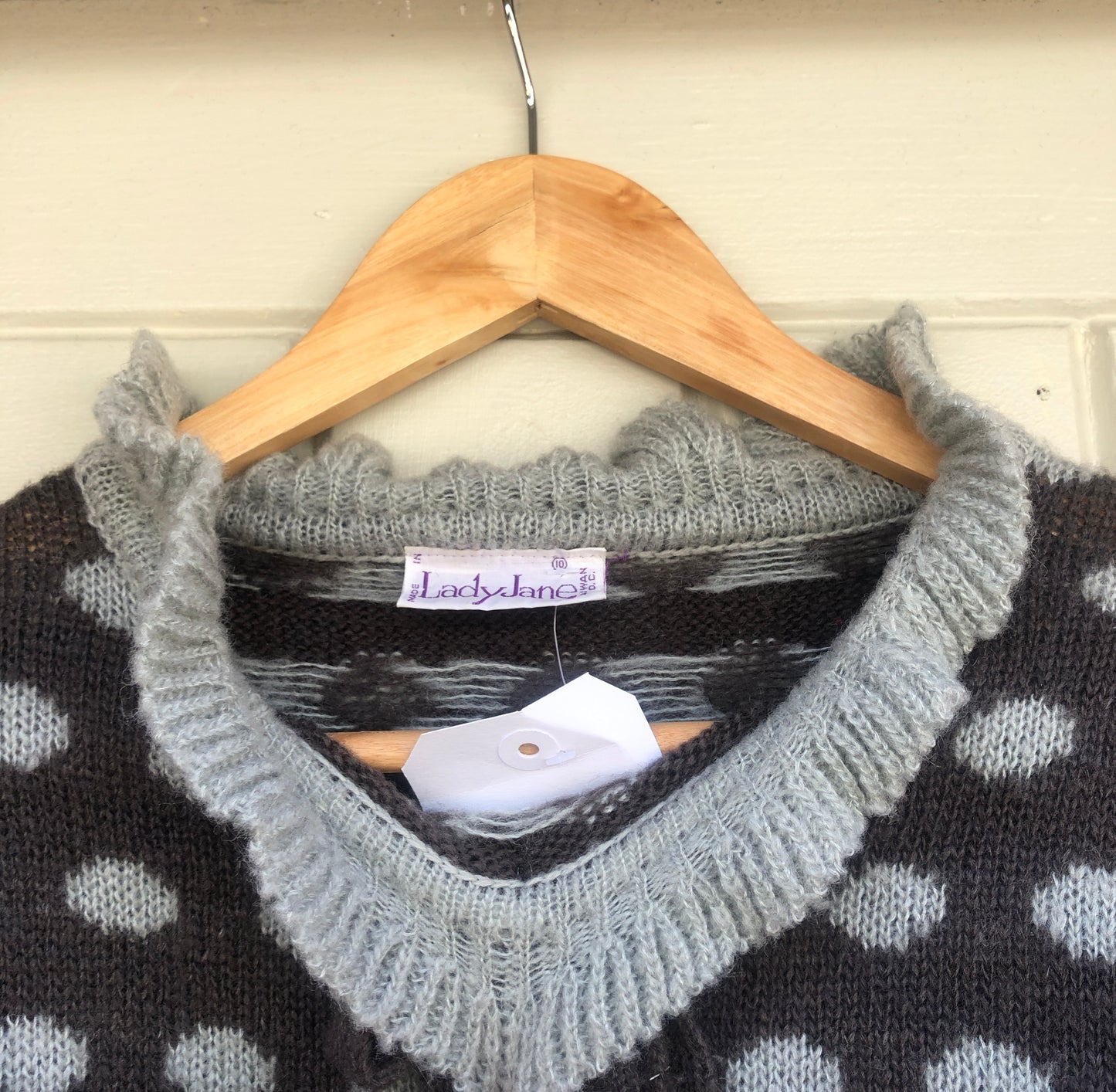 1970s Balloon Sleeve Polka Dot Knitted Jumper