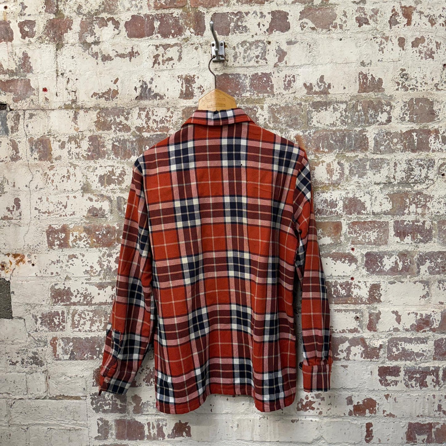 1970s Orange Checkered Button Up Shirt