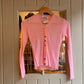 1970s 1980s Pink Knitted Button Cardigan Jumper