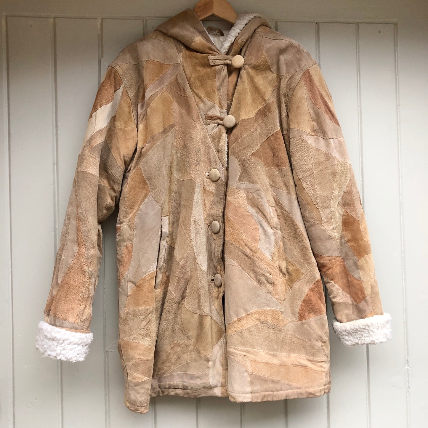 1970s Patchwork Leather Suede Coat