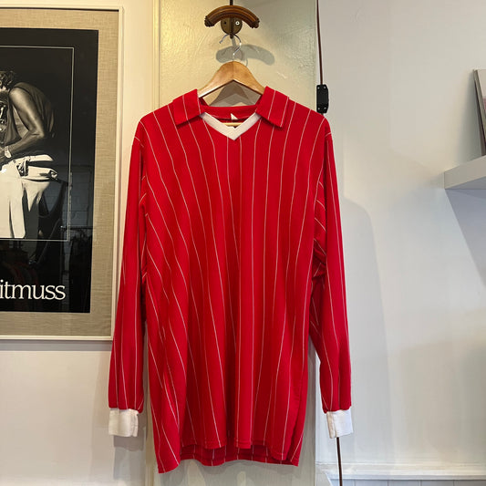 1970s Red Knitted Striped Football Template Shirt