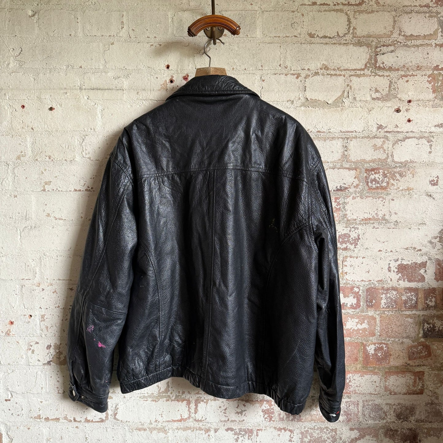 1990s Black Leather Bronx Zip Jacket