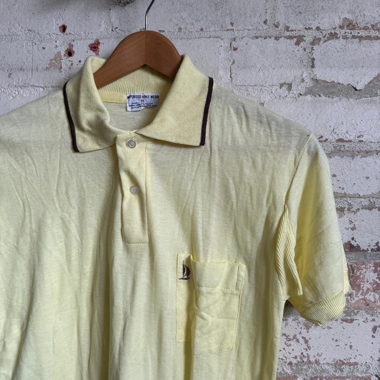 1960s Yellow Cotton British Dead stock polo shirt top