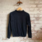 1970s Black Unusual Raglan Roll Neck Long Sleeve Top