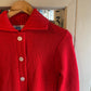 1960s Red Collared Knitted British Jumper Cardigan