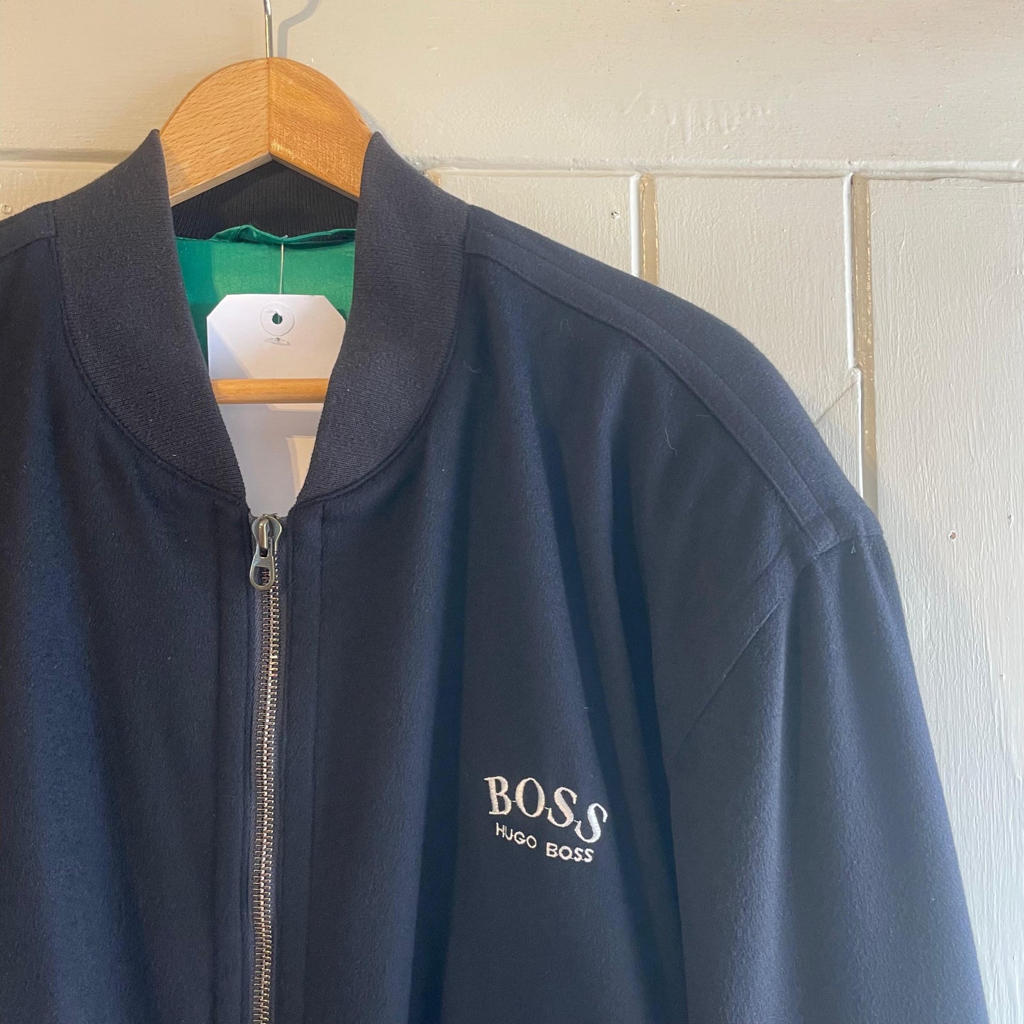 1980s Black 100% Cashmere Hugo Boss Bomber Jacket