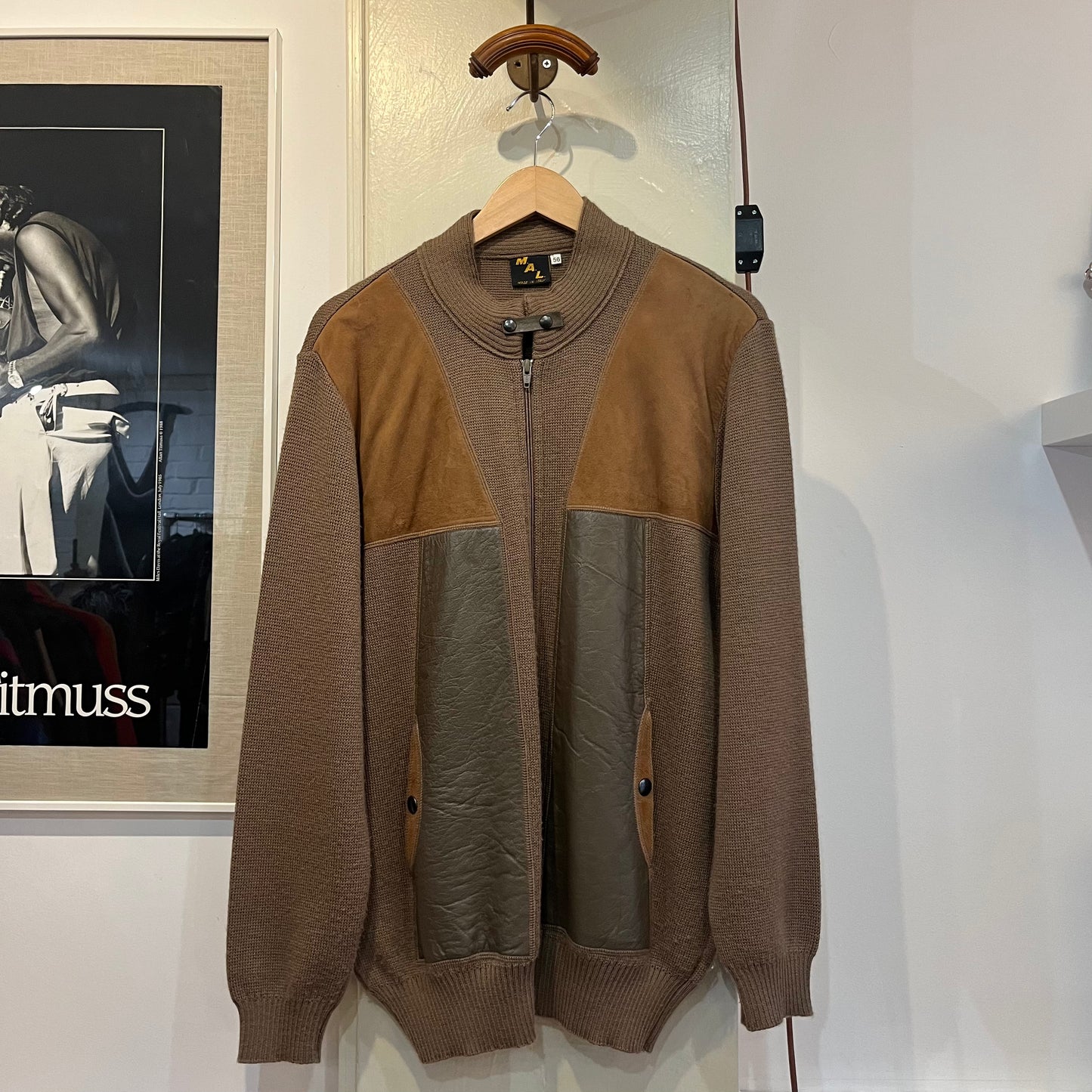 1970s Brown Knitted Zip Up Cardigan Jumper