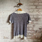 1970s Brown Knitted Open Collar Polo Shirt Top