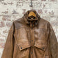 Vintage 1980s 1990s Brown leather Bomber Flight Jacket Coat