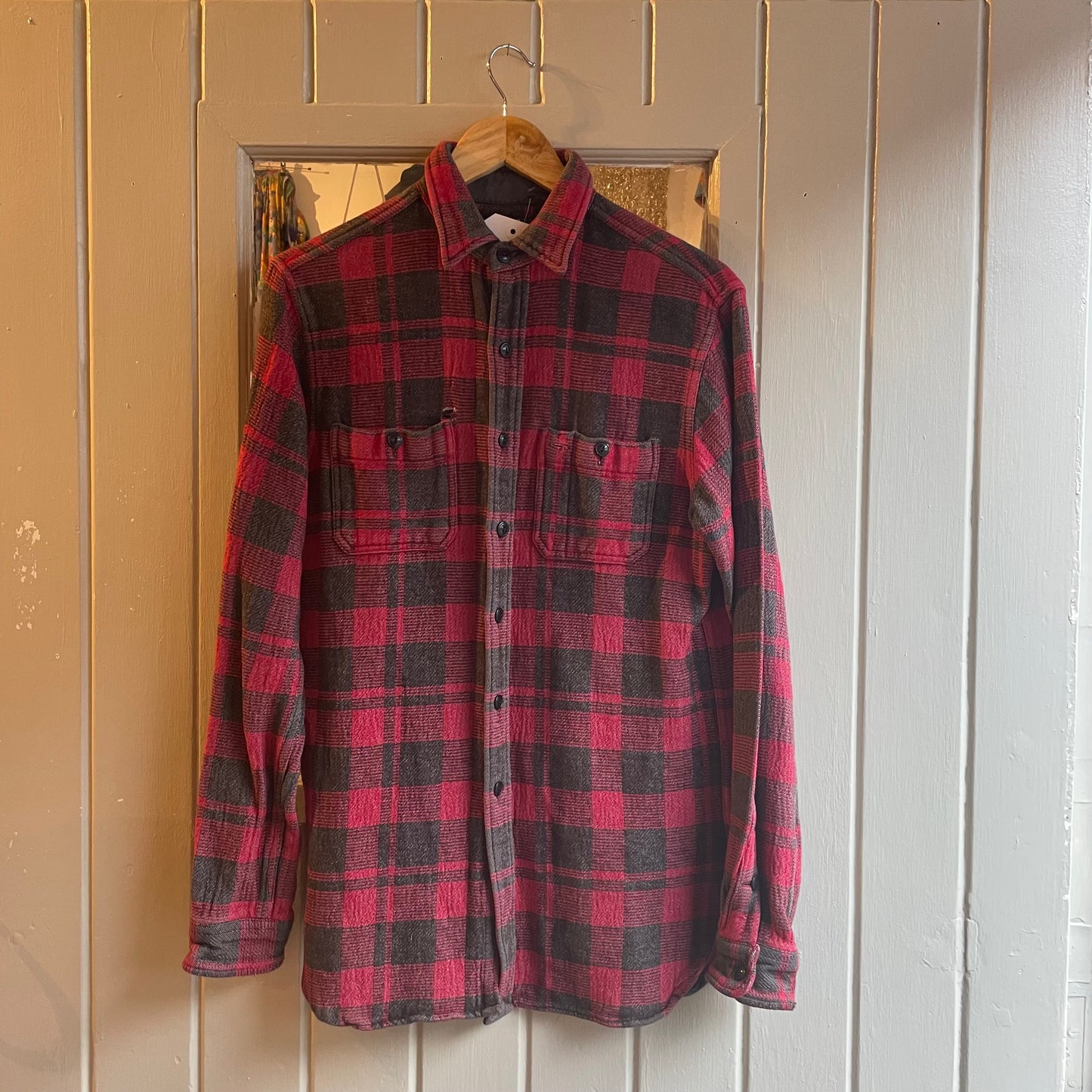 1990s Red Ralph Lauren Checked Over Shirt