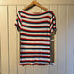 1970s Italian Striped Boat Neck Cotton T-Shirt Top