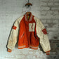 1960s Orange and Cream Wool Leather Varsity College Jacket