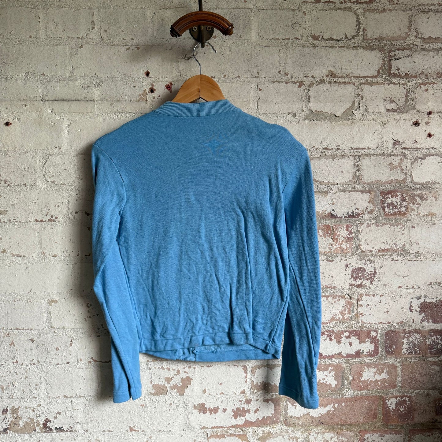 1970s Blue Flock Print Cardigan Jumper