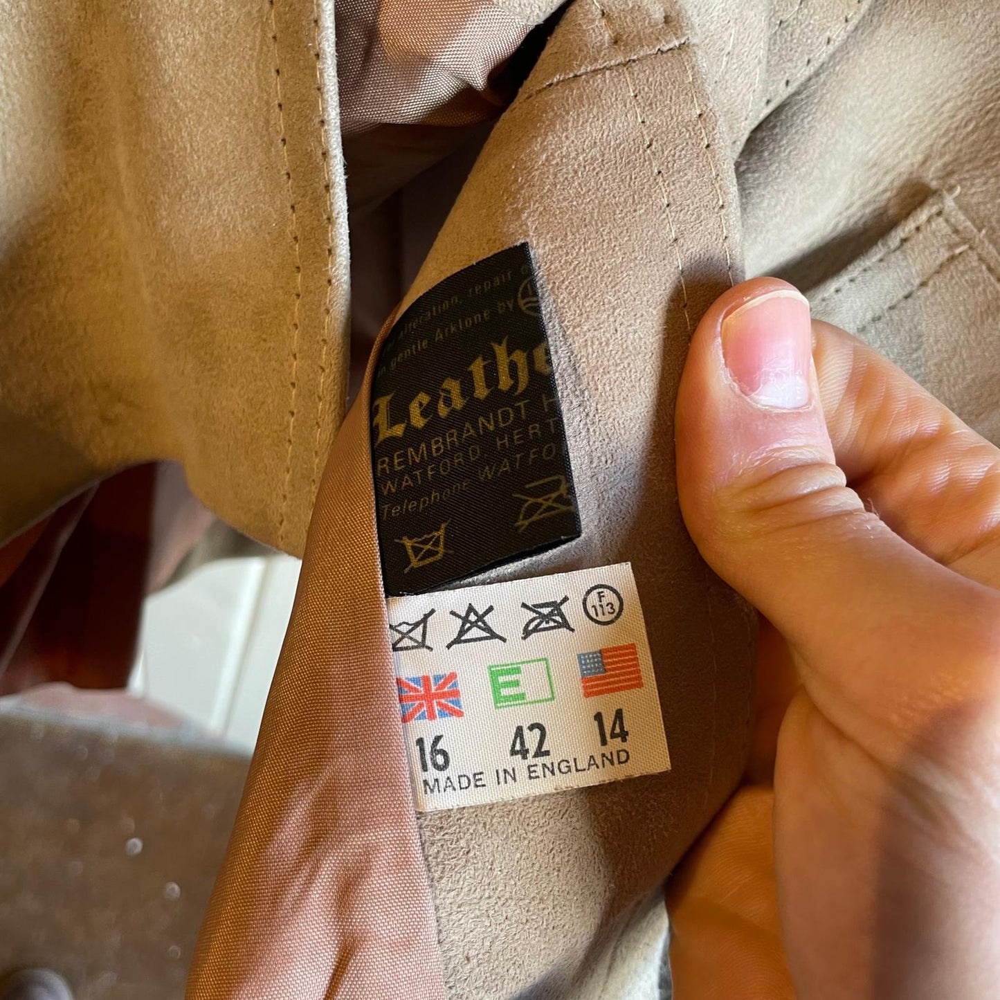 1960s 1970s Beige Suede Leather Button Coat