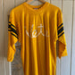 1960s Yellow Rayon Long Sleeve Graphic Top