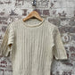 Vintage 1970s 1980s Cream Ribbed Knitted Dress