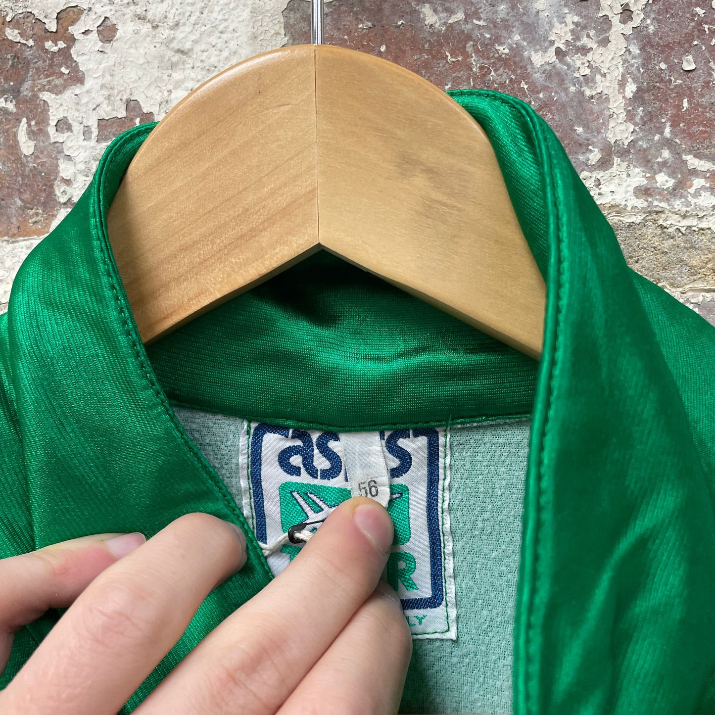 Vintage 1980s 1990s Green Asics tape Logo Track Top Jacket