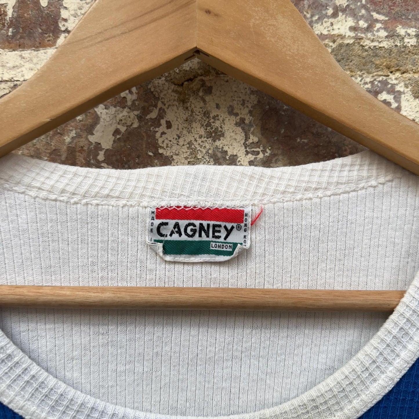 1970s Blue and White Waffle Cagney T-shirt