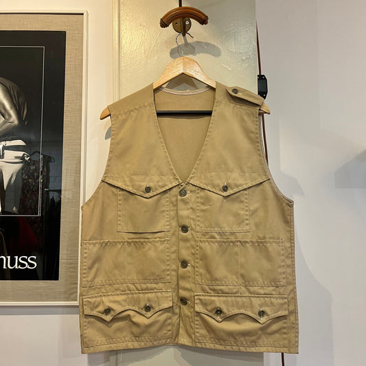 1960s Beige Cotton Fishing Waistcoat Gilet