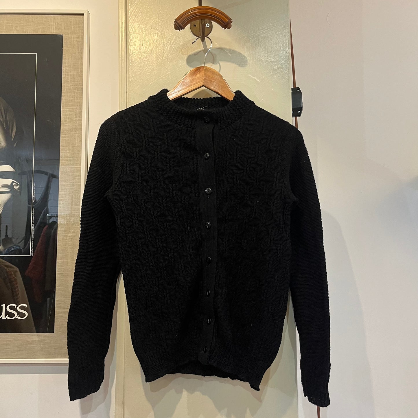 1960s Black British Knitted Cardigan Jumper