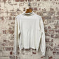 1980s White Graphic Star Long Sleeve Roll Neck Top