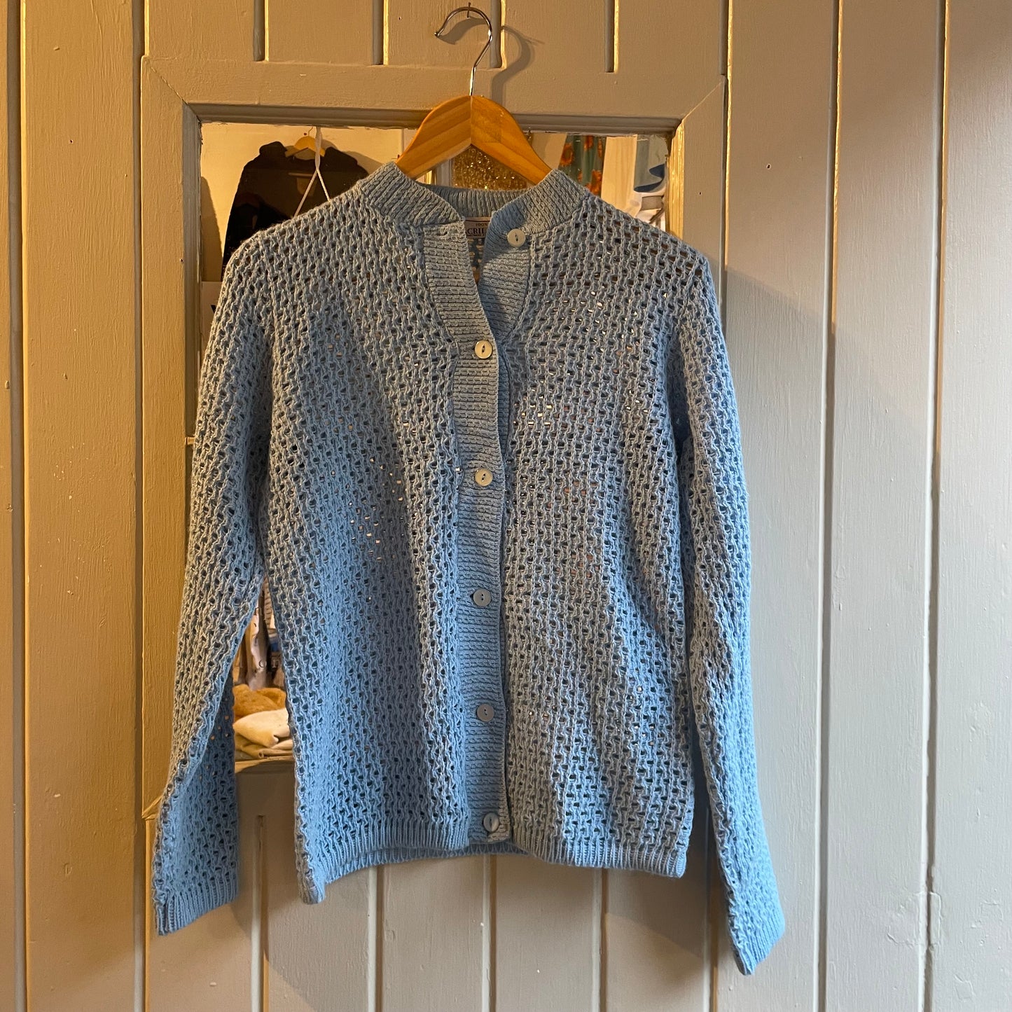 1960s Blue Knitted Cardigan Jumper