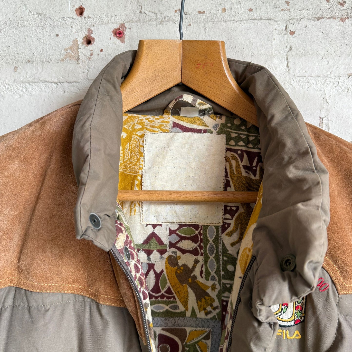 1980s Grey Down Filled Suede FILA Puffer Jacket