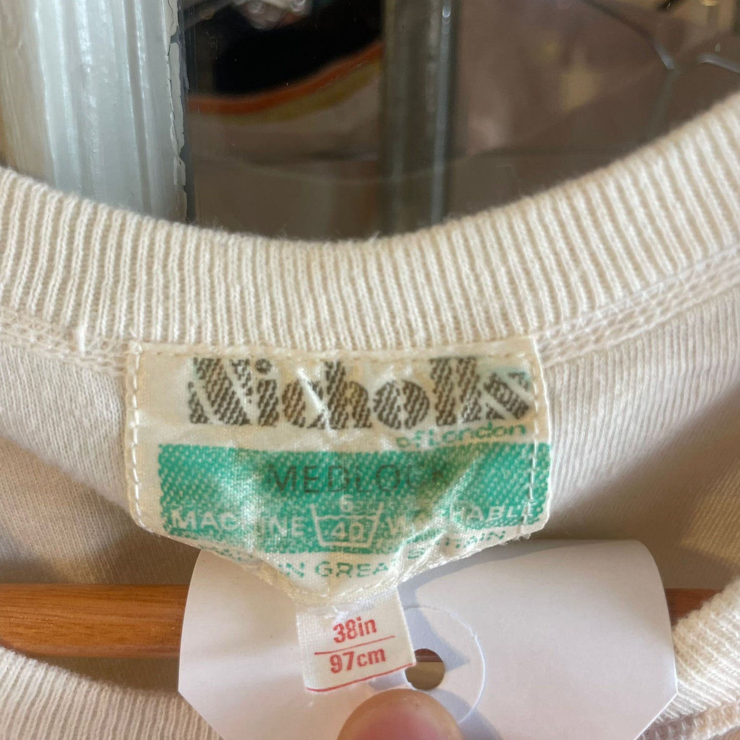 Vintage 60s/70s Cream Cotton British Thermal Style T-shirt
