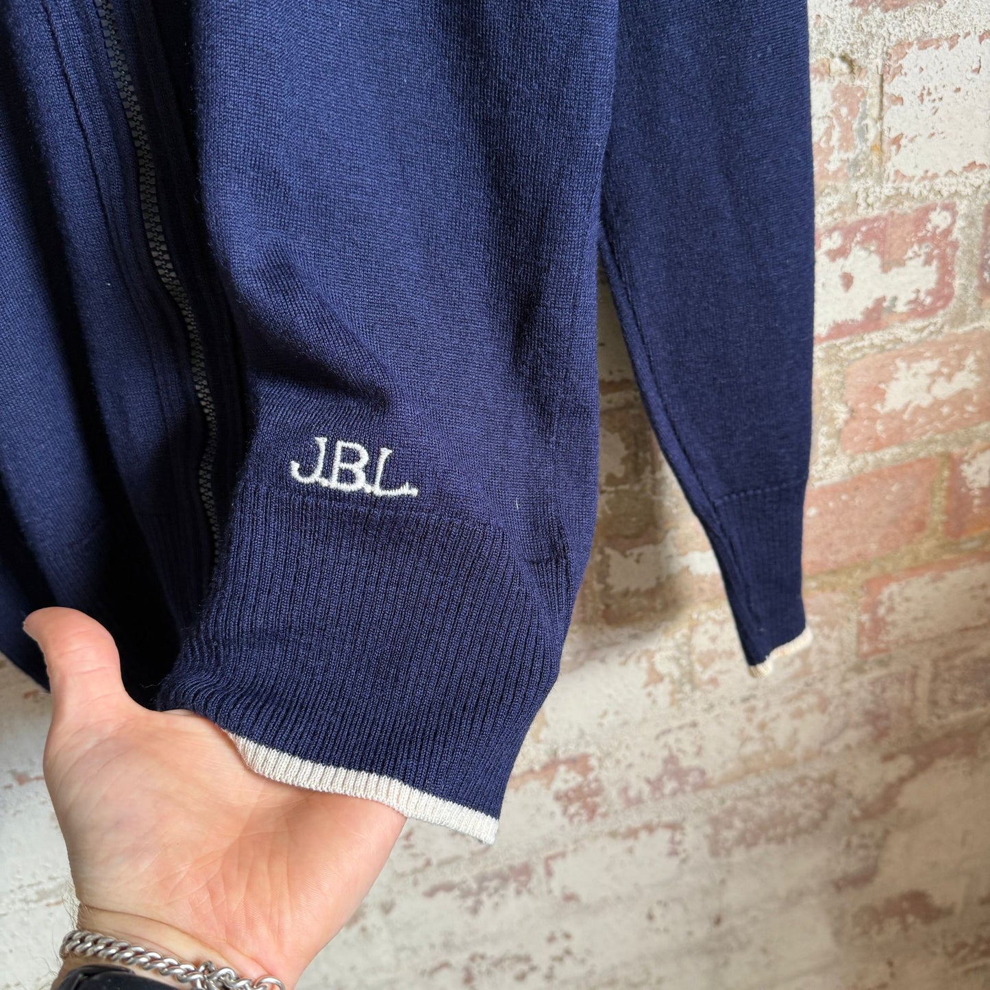 1970s Navy Italian Zip Up Cardigan Track Top