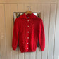 1960s Red Collared Knitted British Jumper Cardigan