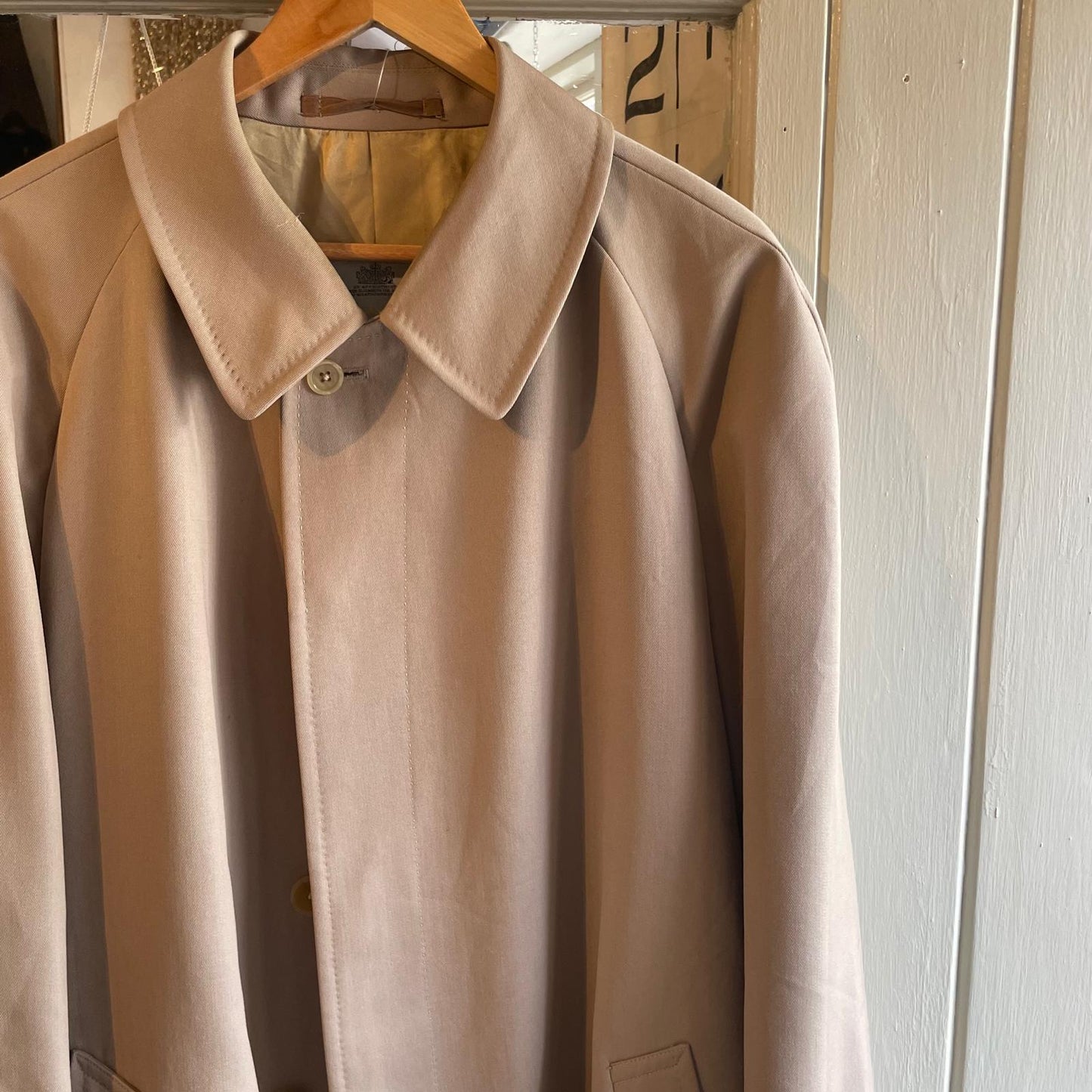 1980s Beige Aquascutum Long Mac Coat