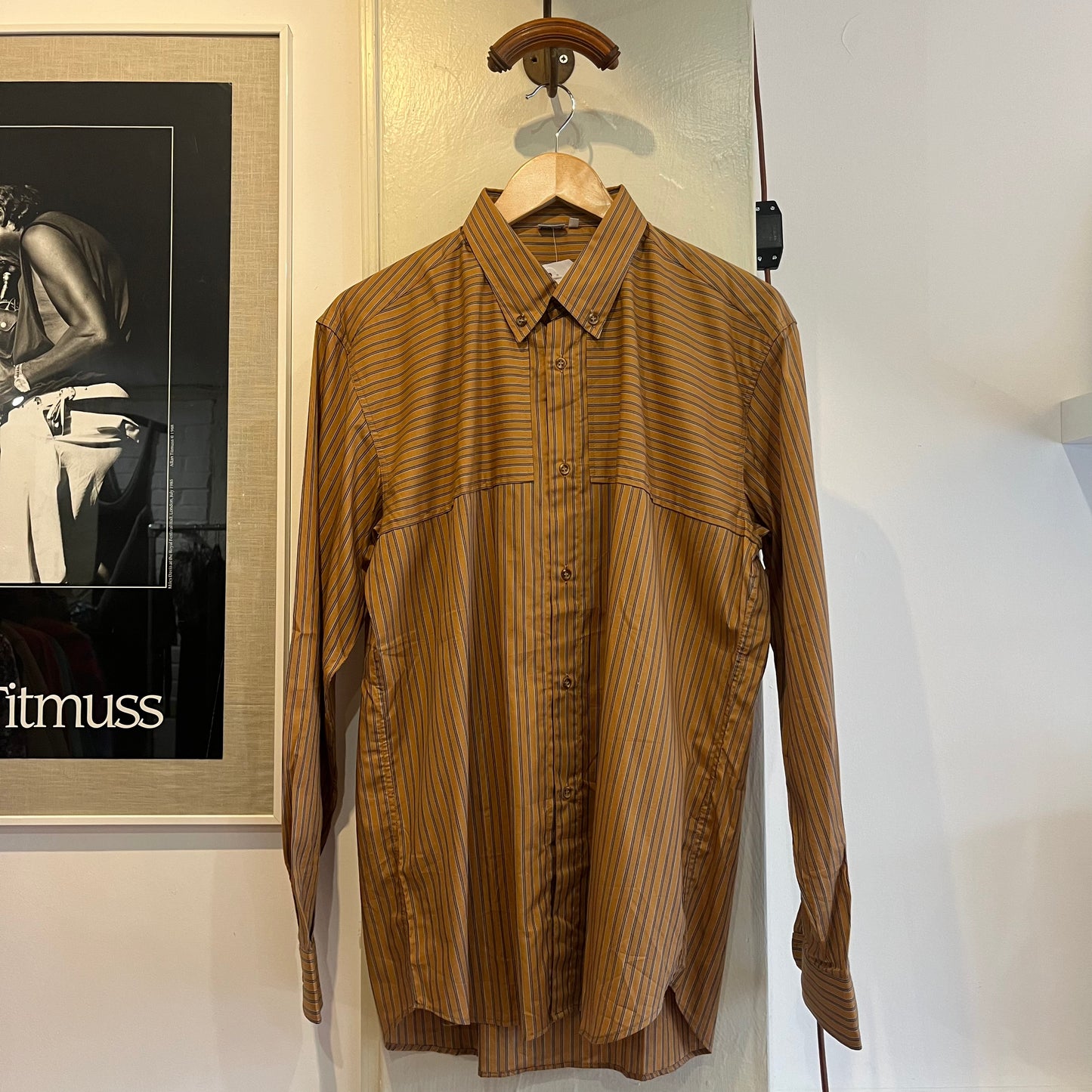 1970s Gold Striped Italian Button Up Shirt