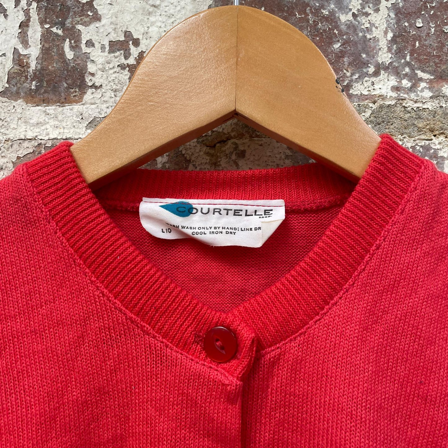Vintage 1970s 1980s Red Button Up Knitted Cardigan Jumper